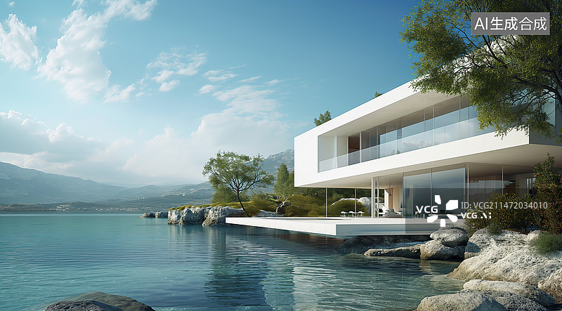 【AI数字艺术】现代 别墅 建筑外景图片素材