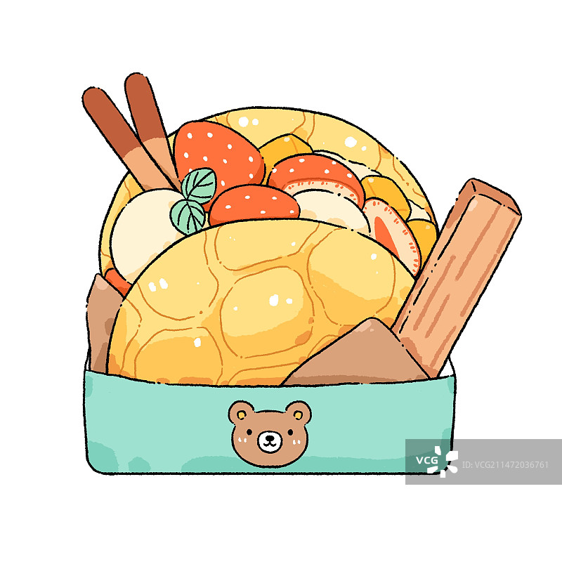 草莓菠萝包冰激淋图片素材