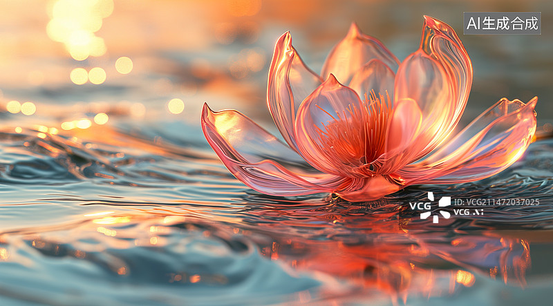 【AI数字艺术】透明梦幻冰晶花图片素材