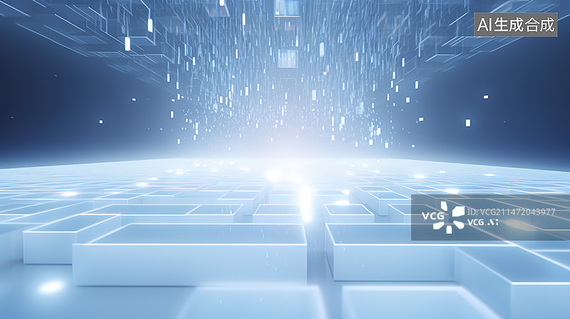 【AI数字艺术】模块化冰色科技粒子背景图片素材