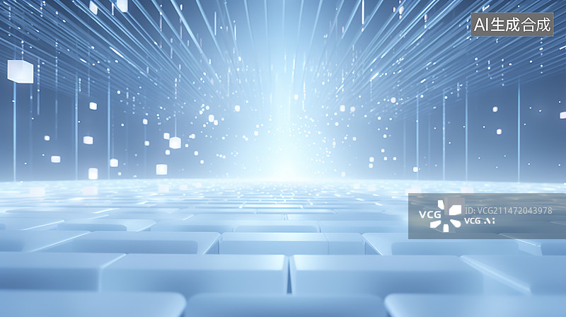 【AI数字艺术】模块化冰色科技粒子背景图片素材
