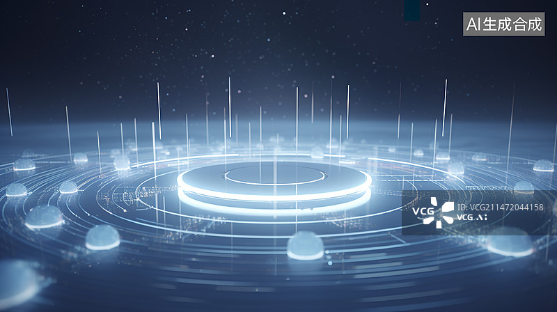 【AI数字艺术】科技发射圆形展台背景图片素材