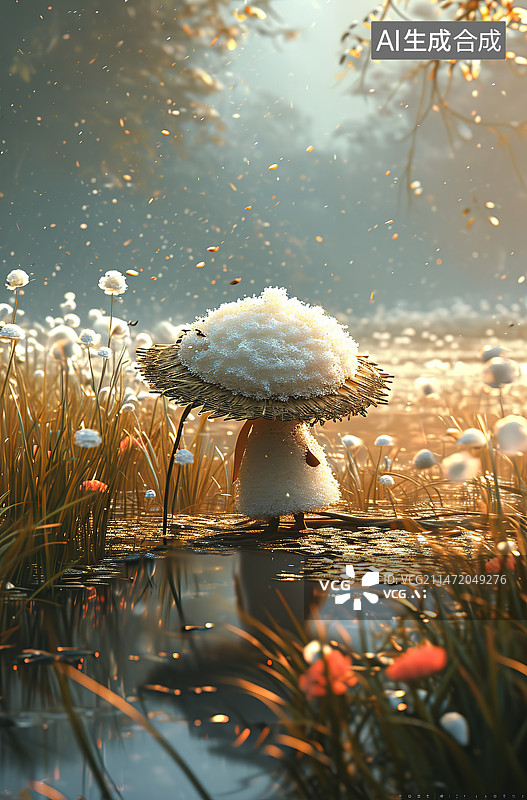 【AI数字艺术】植物上的蜗牛特写镜头图片素材