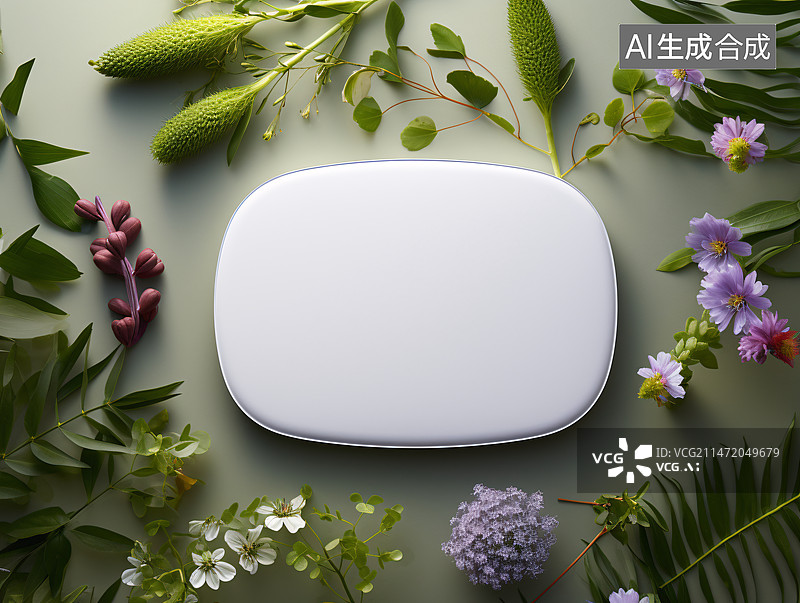 【AI数字艺术】植物留白背景，静物拍摄清新唯美插图背景图片素材