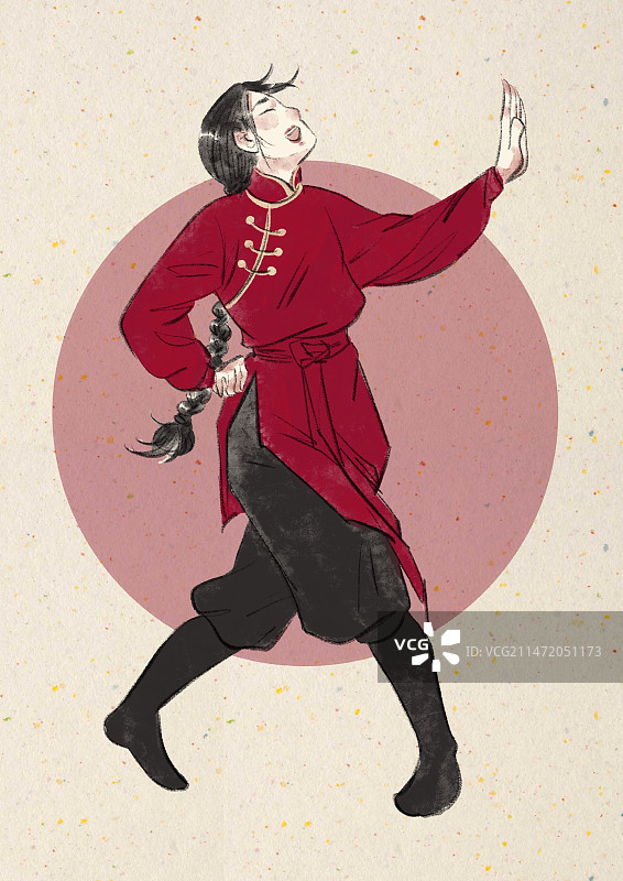 蒙古族舞蹈插画图片素材