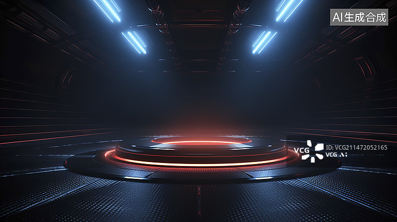 【AI数字艺术】科技展台隧道背景图片素材