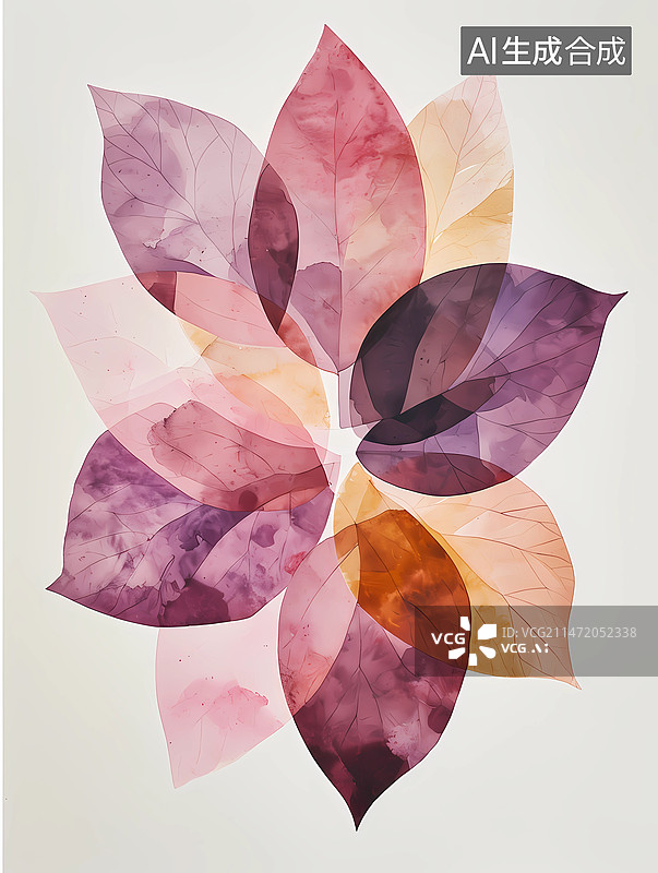 【AI数字艺术】极简风水彩插画——植物叶片背景图片素材