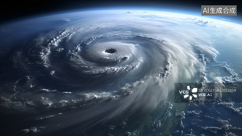 【AI数字艺术】台风天气背景，自然灾害暴风雨雷暴天气场景插图图片素材