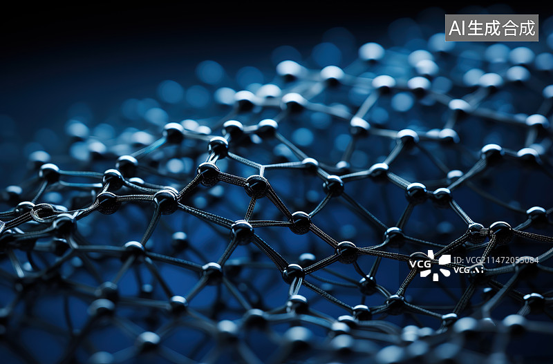 【AI数字艺术】蓝色背景下的铁丝网围栏特写图片素材