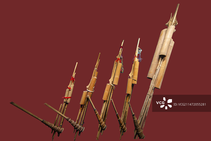 湖南省博物院：芦笙——侗族传统乐器，形体大小不同，管数多少不等，大者吹低音，小者为领奏图片素材
