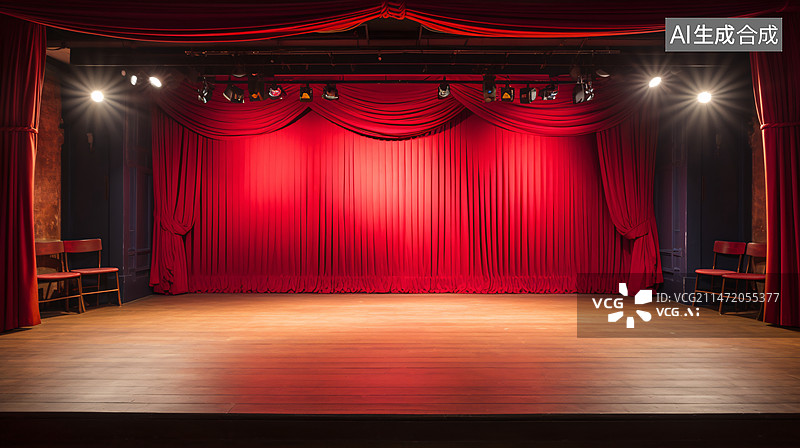 【AI数字艺术】3D舞台背景，现代歌剧院表演场景插图图片素材