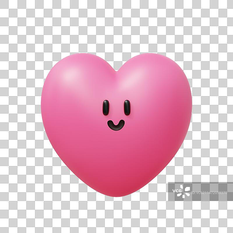 3D粉红色笑脸心角色图片素材