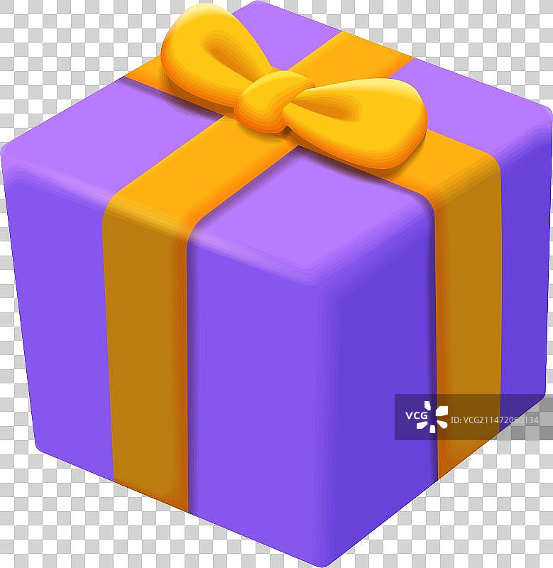 紫色礼盒配黄丝带图片素材