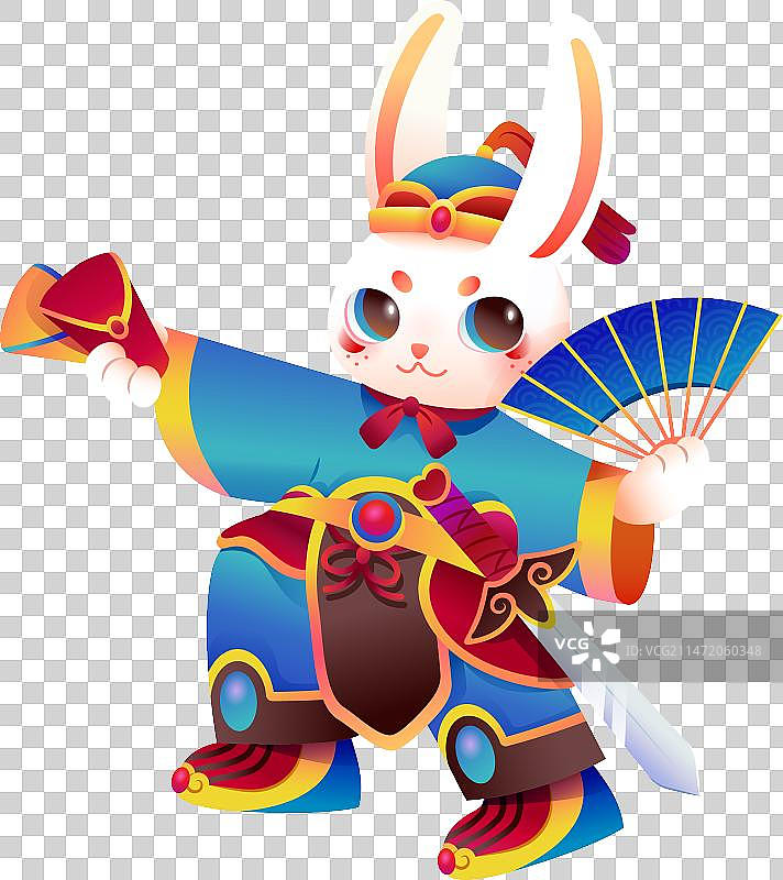 萌兔门神图片素材