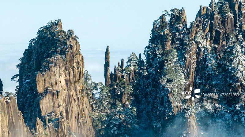 黄山石笋矼雾凇云海雪景图片素材