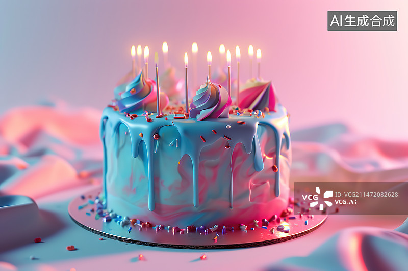 【AI数字艺术】生日快乐纸杯蛋糕图片素材