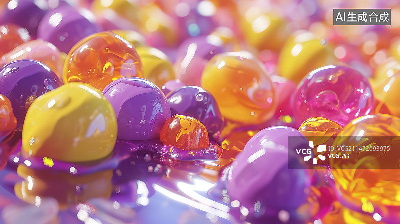 【AI数字艺术】颜色鲜艳的彩色糖果图片素材