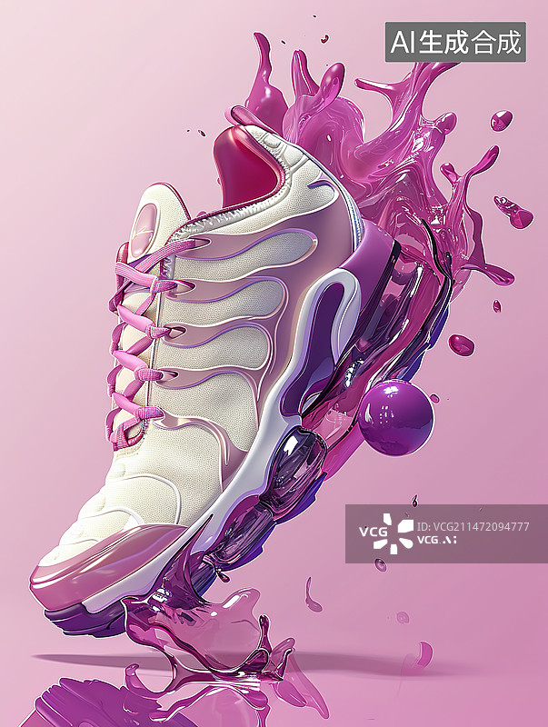【AI数字艺术】粉红色背景下鞋子的特写镜头图片素材
