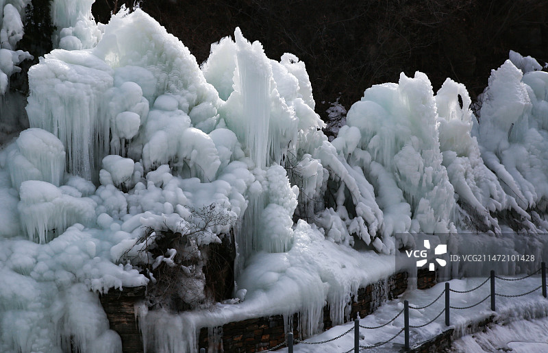 潭溪山壮观冰瀑图片素材