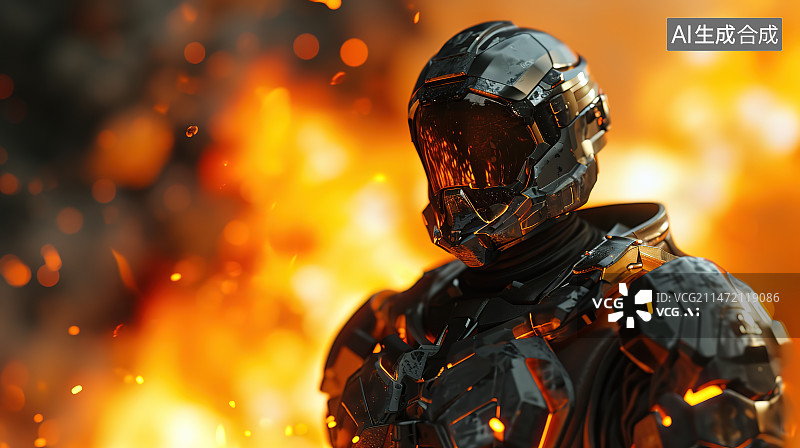 【AI数字艺术】消防员喷水灭火的后视图图片素材