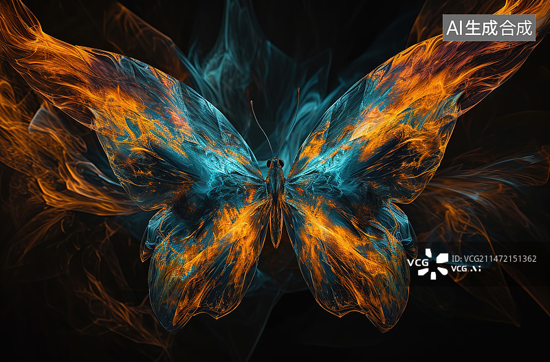【AI数字艺术】黑色背景下彩色羽毛的特写镜头图片素材