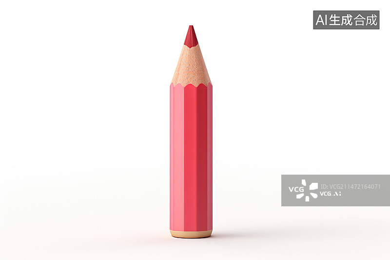 【AI数字艺术】白色背景下红色铅笔的特写镜头图片素材