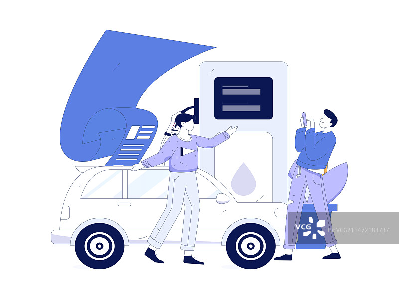 为汽车加油获得优惠的人物矢量互联网运营手绘插画图片素材
