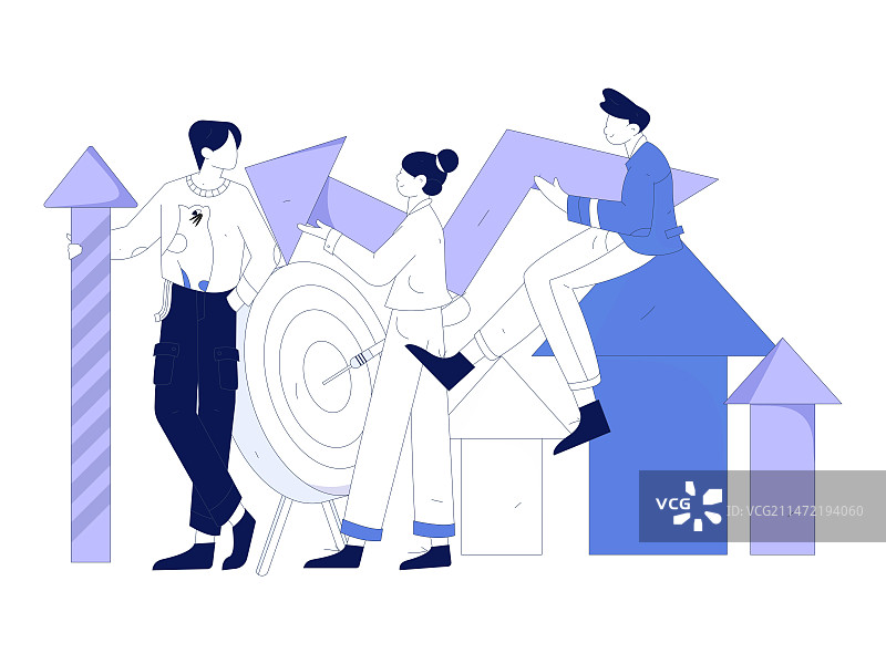 商务人物运营工作场景扁平矢量插画图片素材