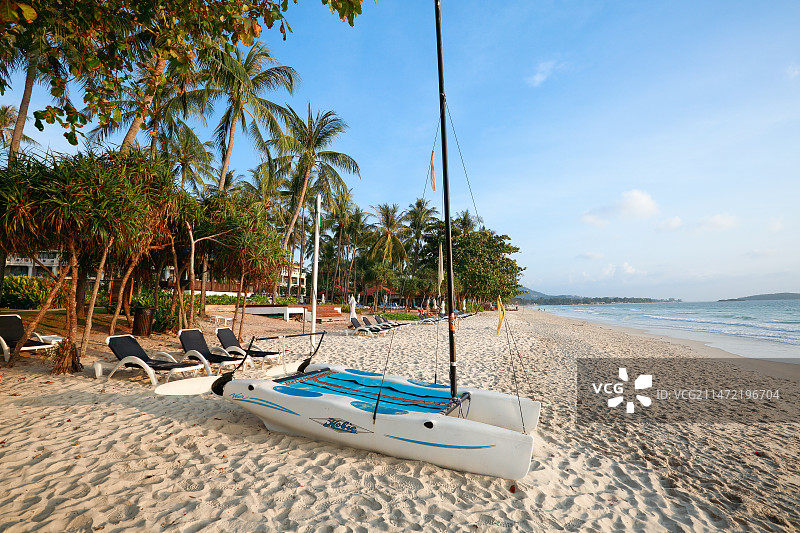 泰国苏梅岛的椰树阳光沙滩图片素材