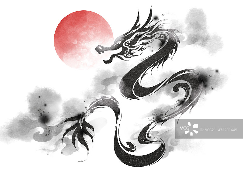 水墨写意龙型图片素材