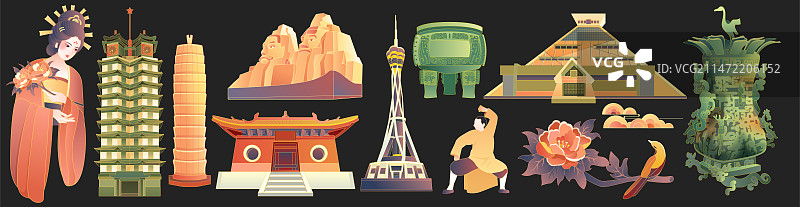 中国河南郑州城市矢量插画图片素材