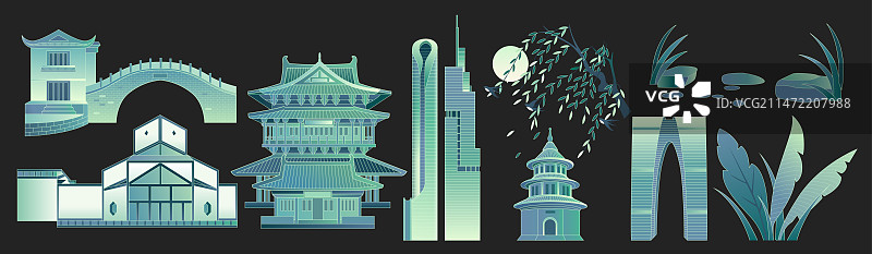 中国江苏苏州矢量插画图片素材