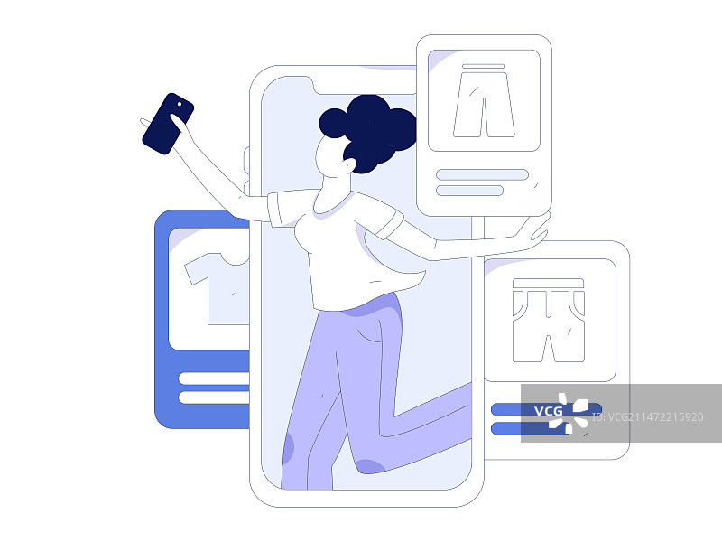 网红直播带货矢量互联网手绘插画图片素材