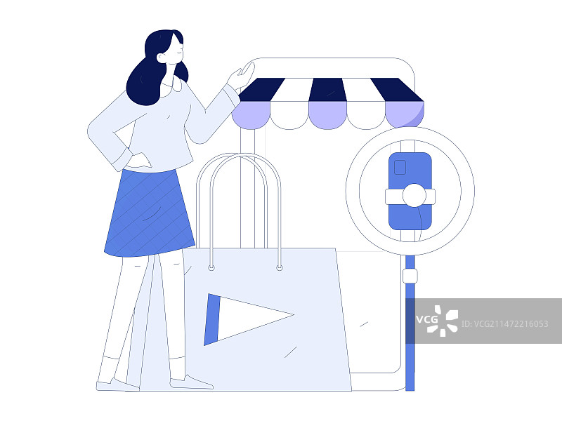 网红直播带货矢量互联网手绘插画图片素材