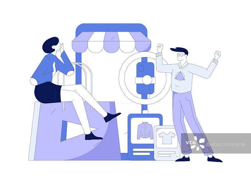 网红直播带货矢量互联网手绘插画图片素材