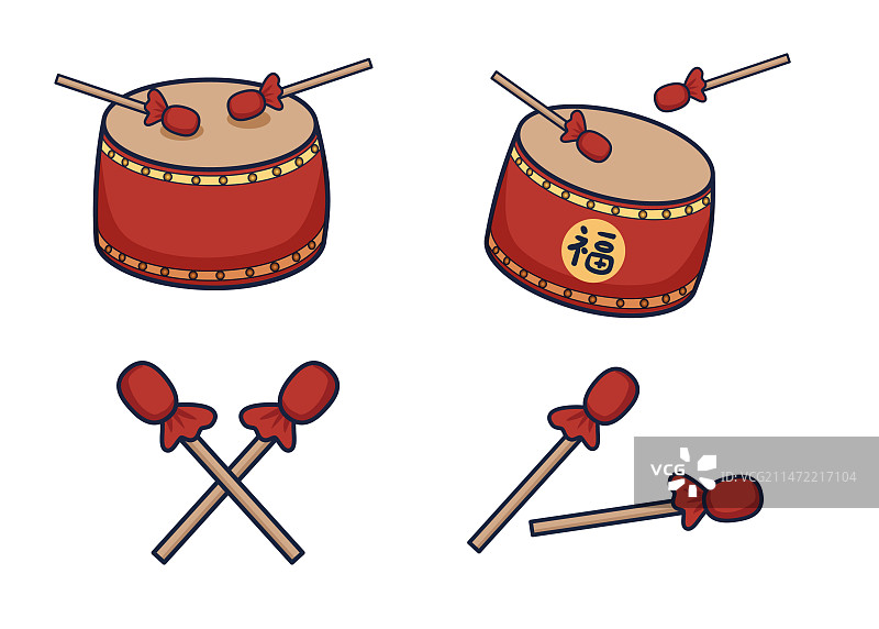 矢量鼓和鼓槌插画图片素材