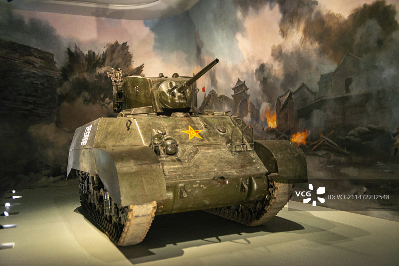 中国人民革命军事博物馆地下一层功勋坦克美国造M3A3“斯图亚特”轻型坦克图片素材