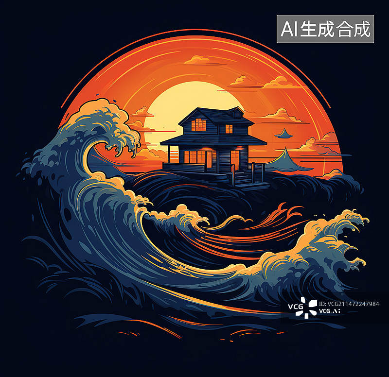 【AI数字艺术】抽象建筑和鸟巢结合图片素材