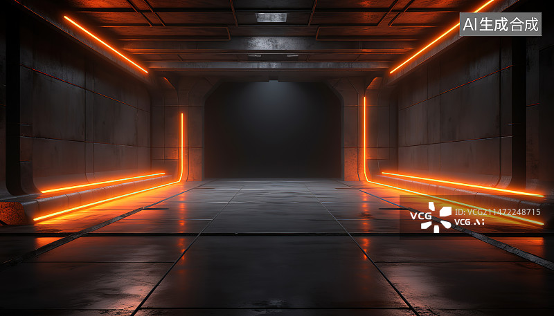 【AI数字艺术】黑暗中的地下通道图片素材
