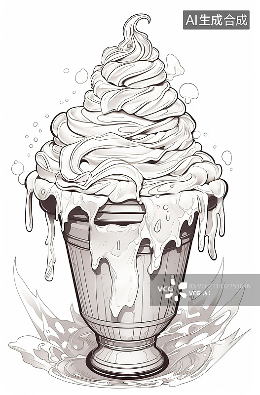 【AI数字艺术】巧克力冰淇淋甜筒广告图片素材