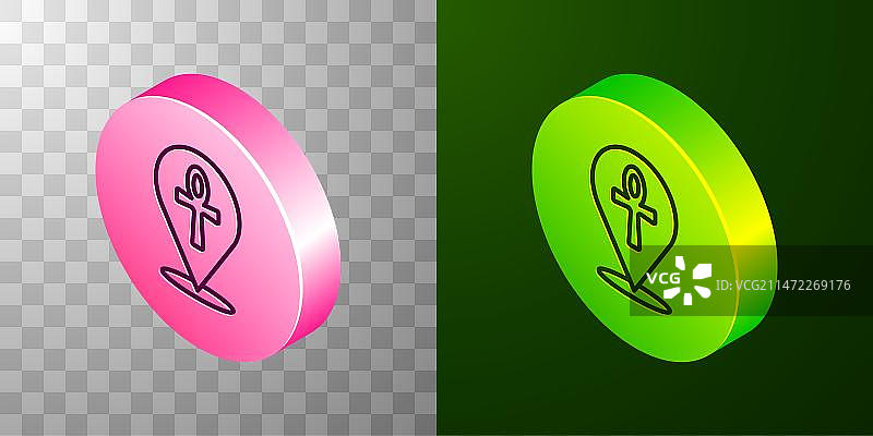 紫色背景上的2.5D线条十字安卡图标图片素材