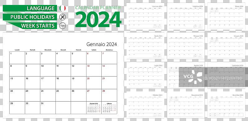 2024年意大利日历计划表图片素材