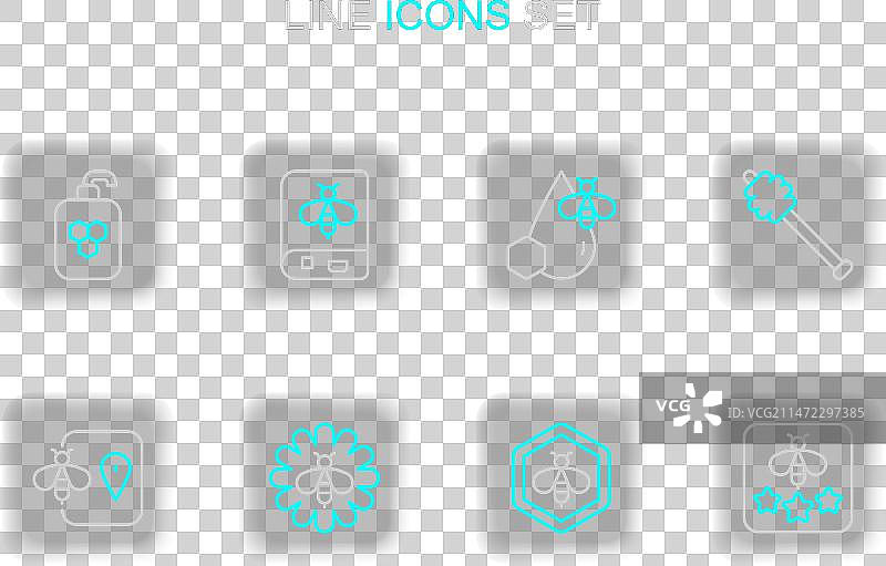 蜜蜂蜂巢花朵线条图标图片素材