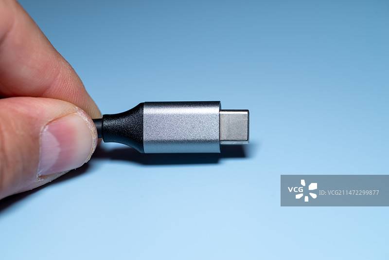 USB Type-C，USB-C，C型数据线缆接口，接头特写图片素材