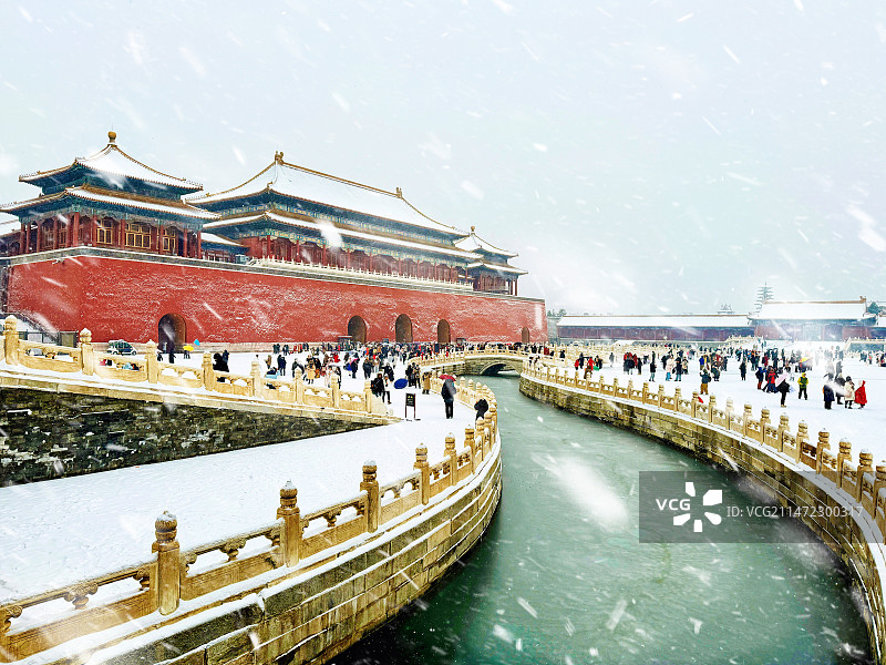 雪中金水桥图片素材