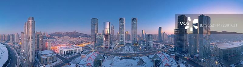 清晨大连星海广场城市风光全景图图片素材