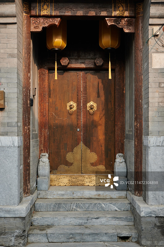 北京什刹海胡同民居大门图片素材
