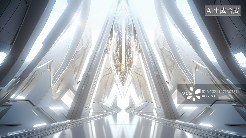 【AI数字艺术】现代城市建筑内部空间图片素材