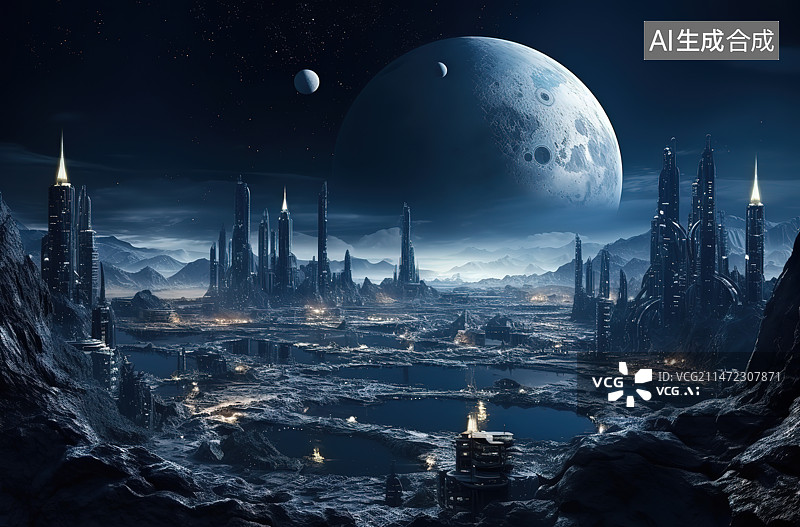 【AI数字艺术】城市风光建筑天际线图片素材