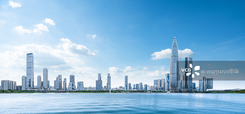 深圳湾城市天际线图片素材